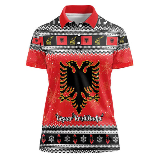 Albania Christmas Albanian Eagle Gezuar Krishtlindja Women Polo Shirt