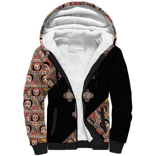 Ethiopian Orthodox Church Angel Black Color Sherpa Hoodie