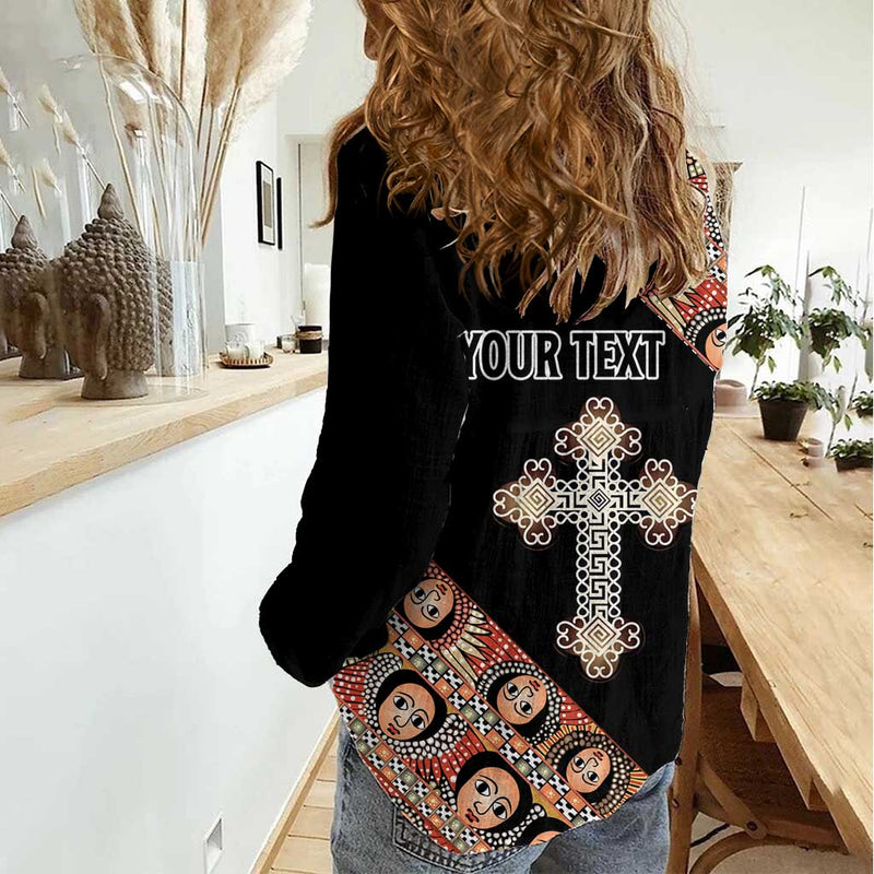 Ethiopian Orthodox Church Angel Black Color Women Casual Shirt