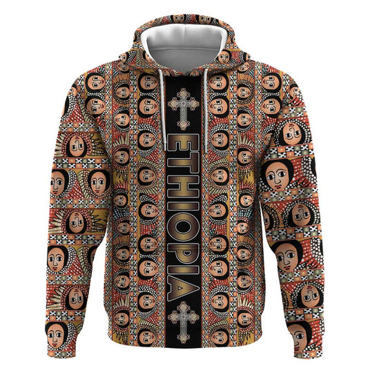 Ethiopian Tewahedo Angel Orthodox Black Color Hoodie