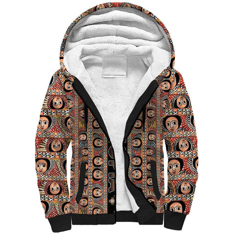 Ethiopian Tewahedo Angel Orthodox Black Color Sherpa Hoodie