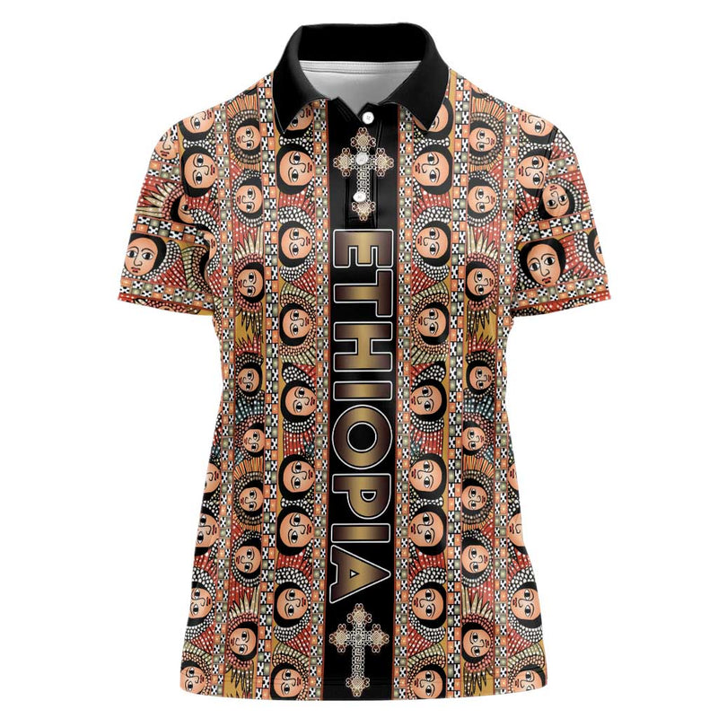 Ethiopian Tewahedo Angel Orthodox Black Color Women Polo Shirt