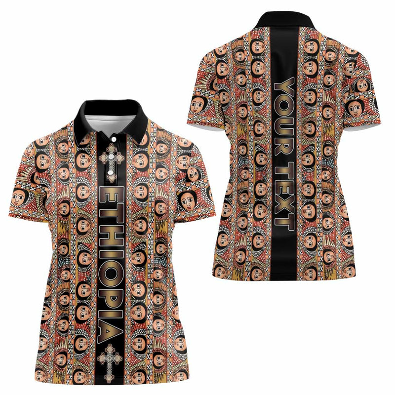 Ethiopian Tewahedo Angel Orthodox Black Color Women Polo Shirt