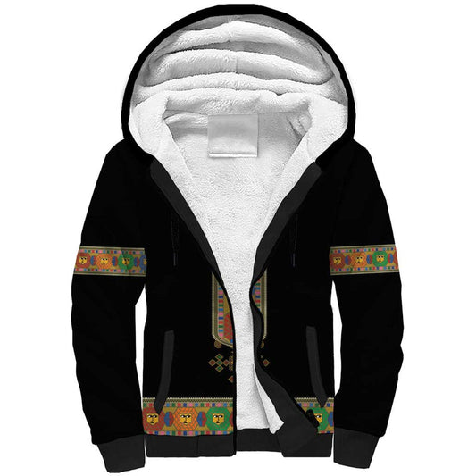 Ethiopia Saba Kemis Habesha Style Black Color Sherpa Hoodie