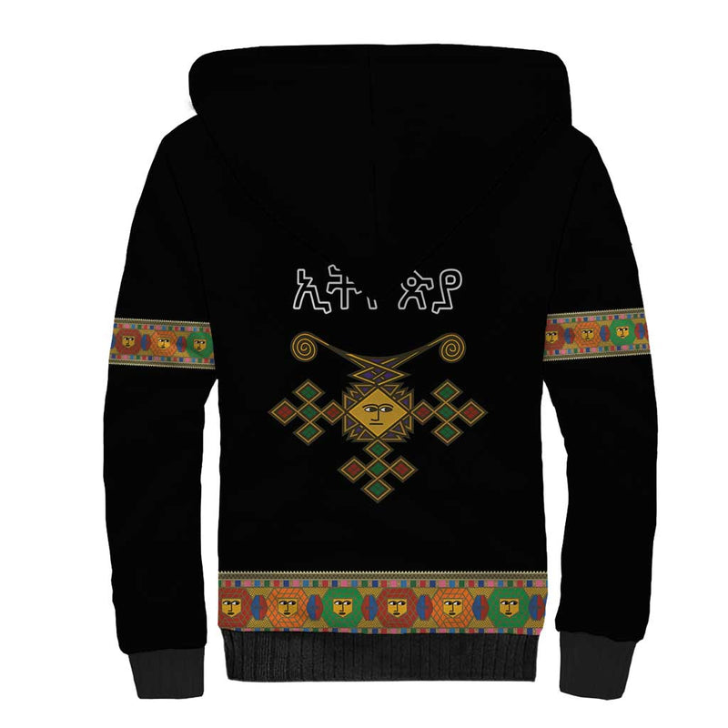 Ethiopia Saba Kemis Habesha Style Black Color Sherpa Hoodie