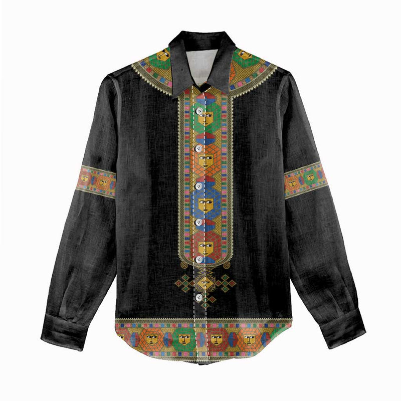 Ethiopia Saba Kemis Habesha Style Black Color Women Casual Shirt