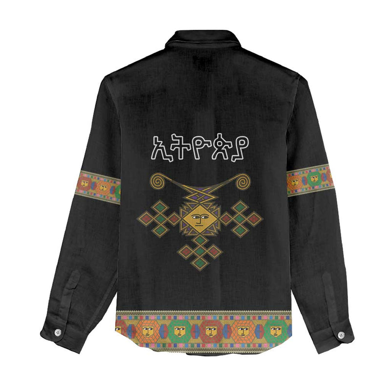 Ethiopia Saba Kemis Habesha Style Black Color Women Casual Shirt