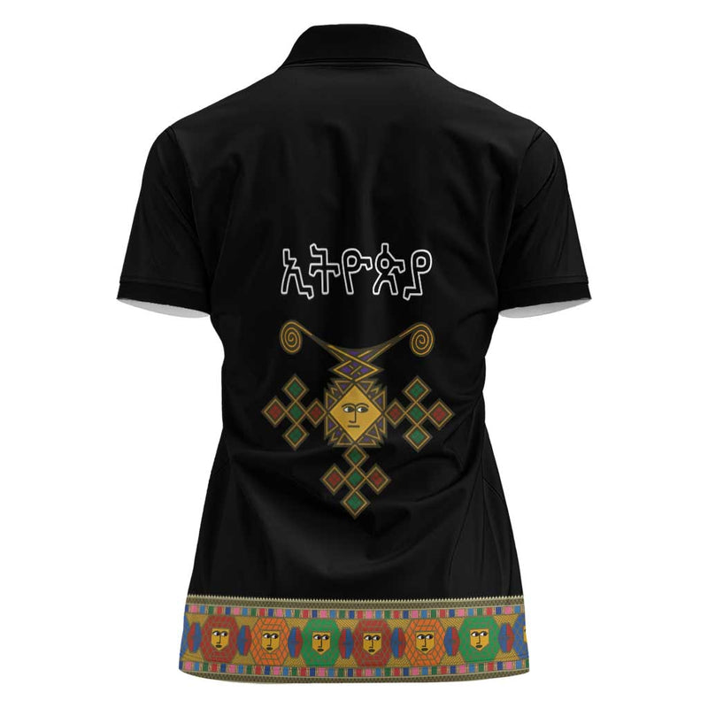 Ethiopia Saba Kemis Habesha Style Black Color Women Polo Shirt