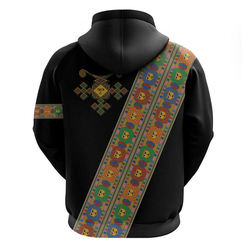 Ethiopia Saba Kemis Sash Style Black Color Hoodie