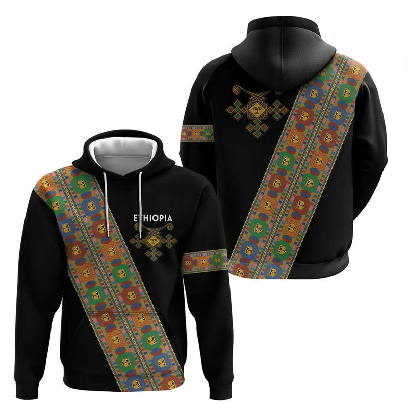 Ethiopia Saba Kemis Sash Style Black Color Hoodie