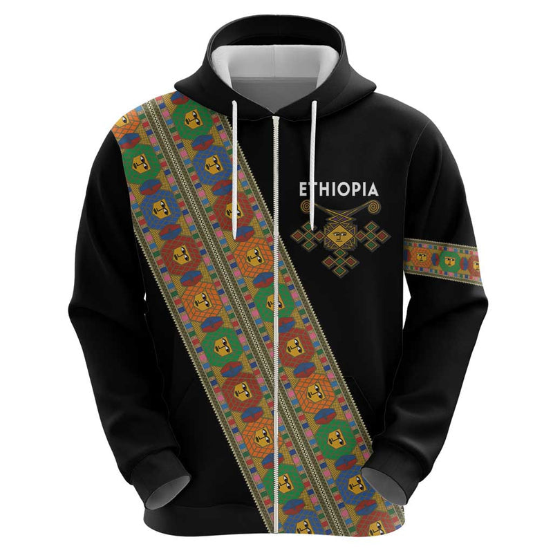 Ethiopia Saba Kemis Sash Style Black Color Hoodie