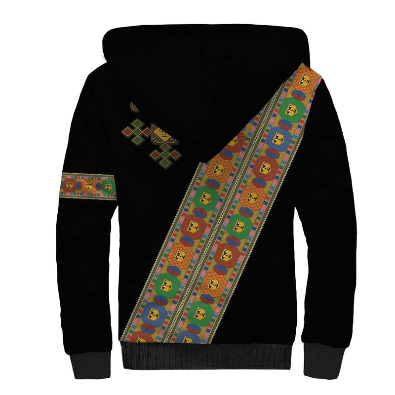 Ethiopia Saba Kemis Sash Style Black Color Sherpa Hoodie