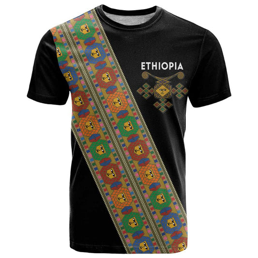 Ethiopia Saba Kemis Sash Style Black Color T Shirt