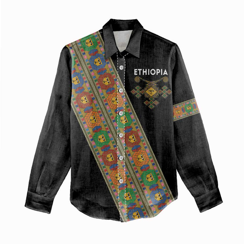 Ethiopia Saba Kemis Sash Style Black Color Women Casual Shirt