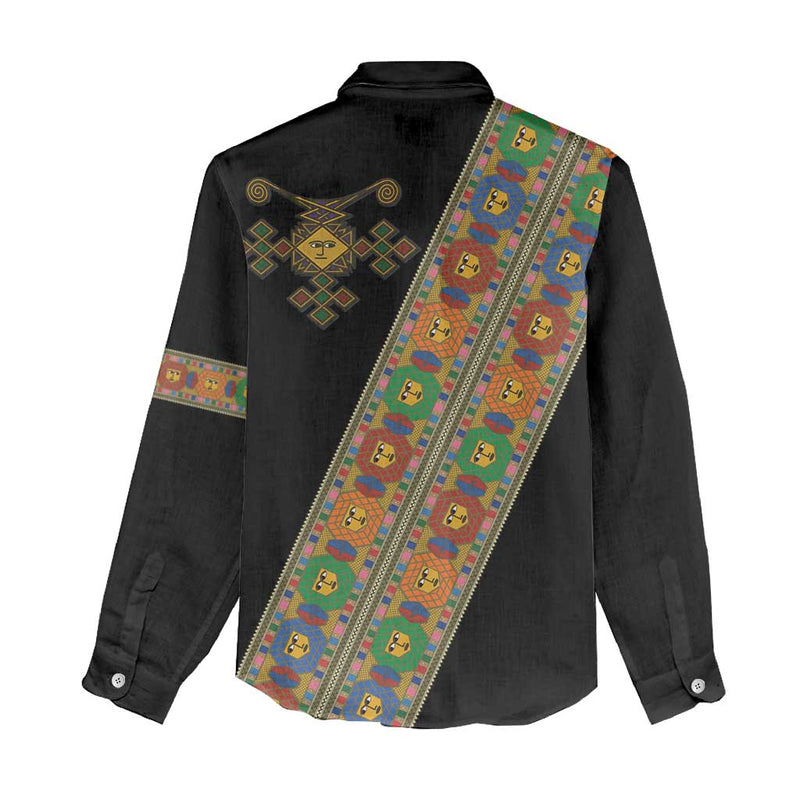 Ethiopia Saba Kemis Sash Style Black Color Women Casual Shirt
