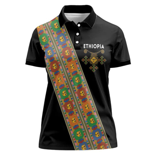 Ethiopia Saba Kemis Sash Style Black Color Women Polo Shirt