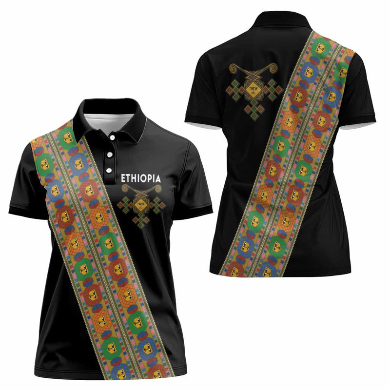 Ethiopia Saba Kemis Sash Style Black Color Women Polo Shirt