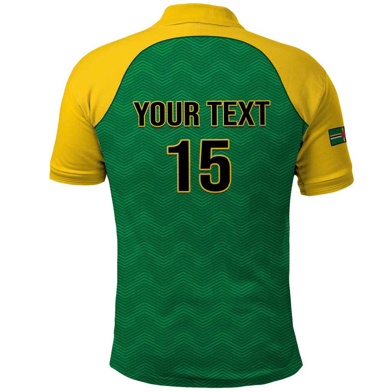 Custom Dominica Football Sisserou Parrot Green Color Polo Shirt
