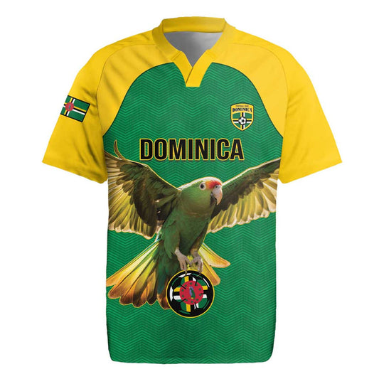 Custom Dominica Football Sisserou Parrot Green Color Rugby Jersey
