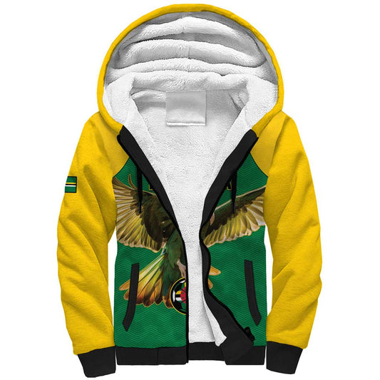 Custom Dominica Football Sisserou Parrot Green Color Sherpa Hoodie