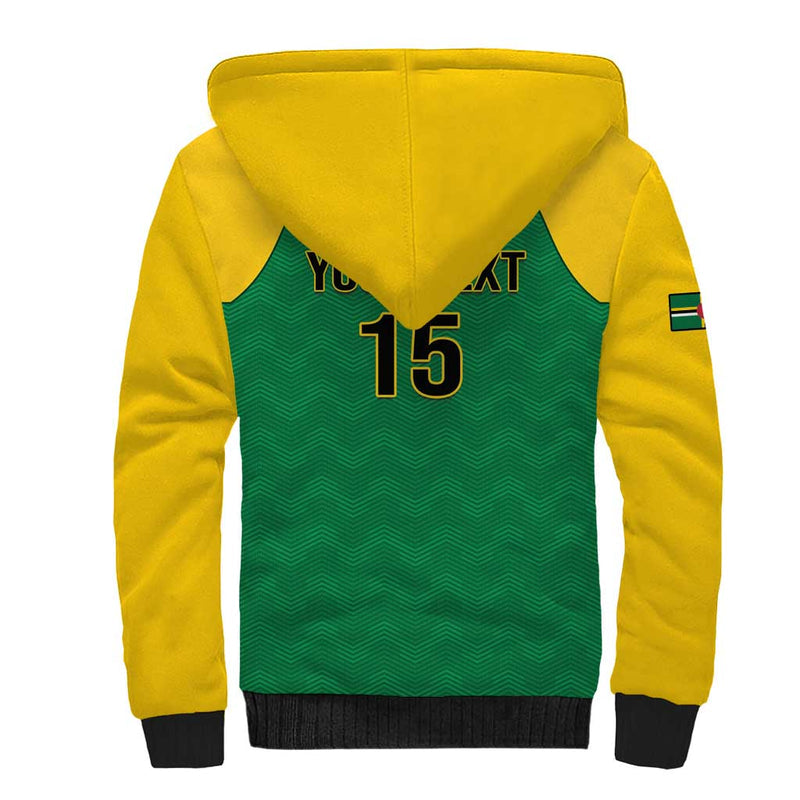 Custom Dominica Football Sisserou Parrot Green Color Sherpa Hoodie