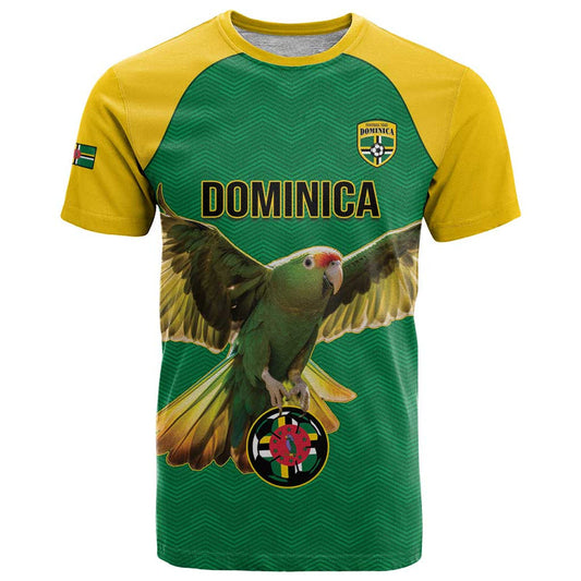 Custom Dominica Football Sisserou Parrot Green Color T Shirt