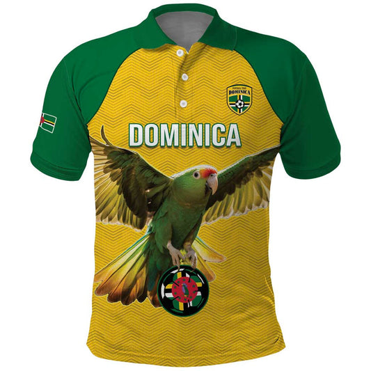 Custom Dominica Football Sisserou Parrot Yellow Color Polo Shirt