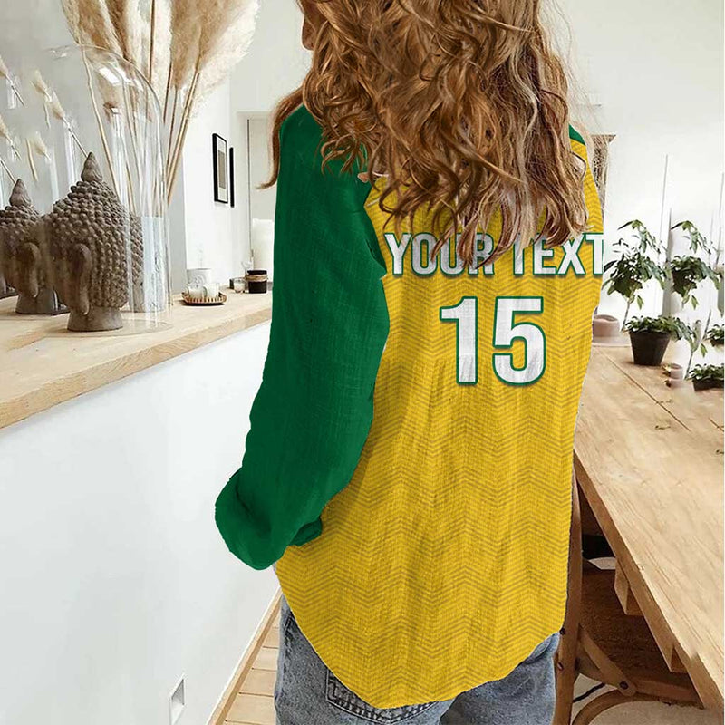 Custom Dominica Football Sisserou Parrot Yellow Color Women Casual Shirt