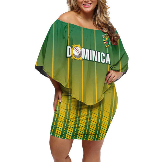 Custom Dominica Cricket Sporty Style Off Shoulder Short Dress
