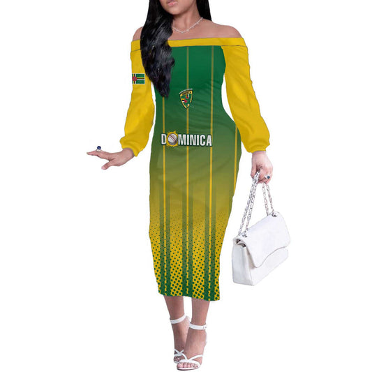 Custom Dominica Cricket Sporty Style Off The Shoulder Long Sleeve Dress