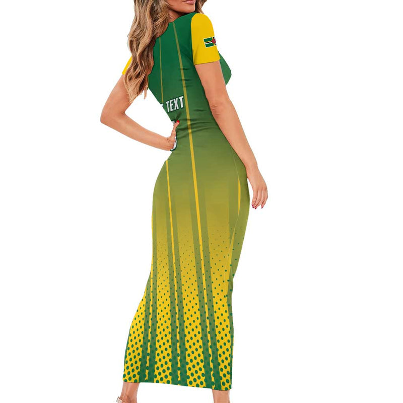 Custom Dominica Cricket Sporty Style Short Sleeve Bodycon Dress