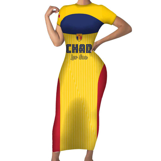Custom Chad Football Allez Les Sao Short Sleeve Bodycon Dress