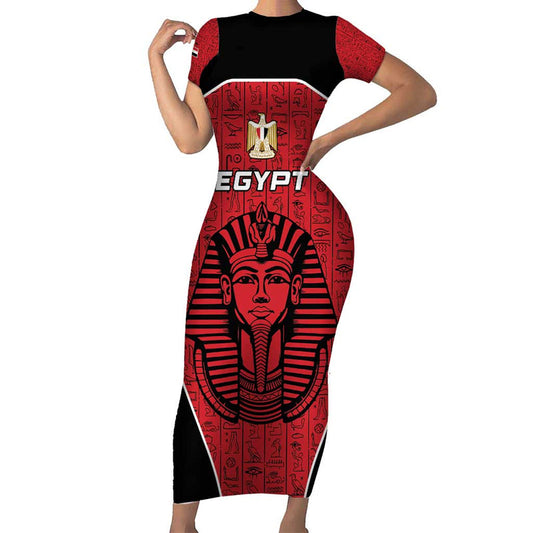Custom Egypt Football Go Pharaohs Short Sleeve Bodycon Dress