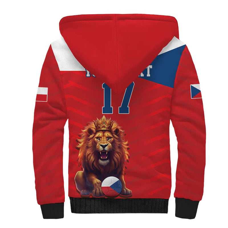 Custom Czech Republic Football Go Champions Sporty Style with Lion Mascot Sherpa Hoodie