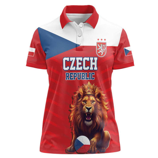 Custom Czech Republic Football Go Champions Sporty Style with Lion Mascot Women Polo Shirt