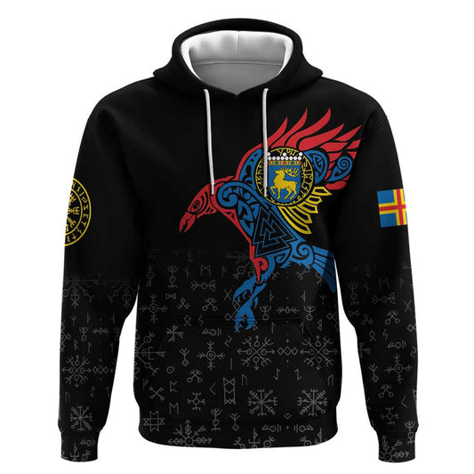 Aland Vikings Culture Norse Mythology Raven Tattoo Hoodie