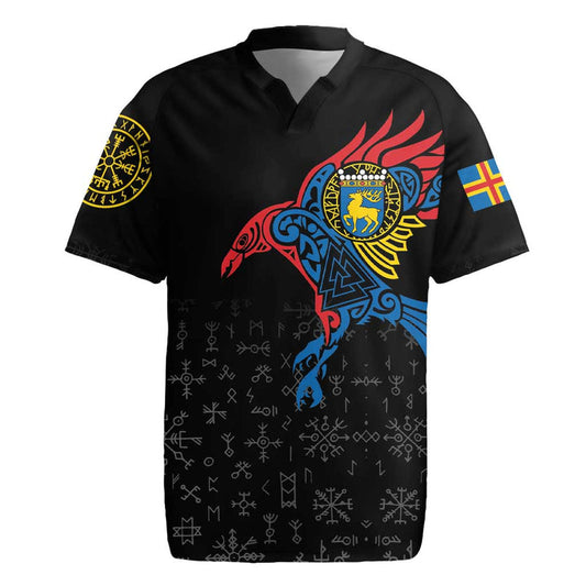 Aland Vikings Culture Norse Mythology Raven Tattoo Rugby Jersey
