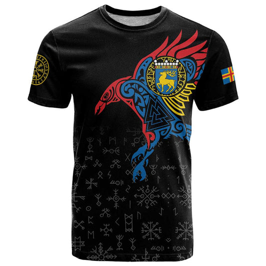 Aland Vikings Culture Norse Mythology Raven Tattoo T Shirt