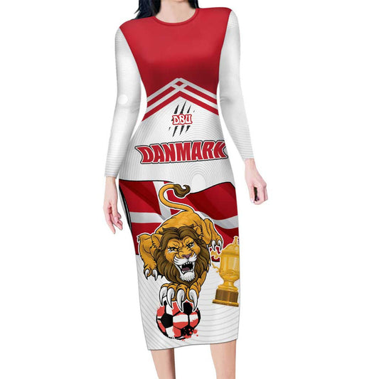 Custom Danmark Football Go Champions Denmark Sporty Style Long Sleeve Bodycon Dress
