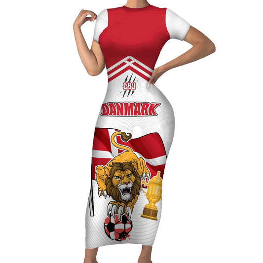 Custom Danmark Football Go Champions Denmark Sporty Style Short Sleeve Bodycon Dress