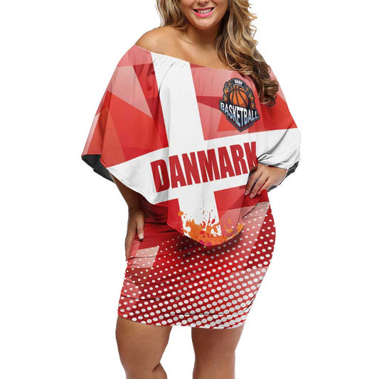 Custom Danmark Basketball Go Champions Sporty Style Off Shoulder Short Dress