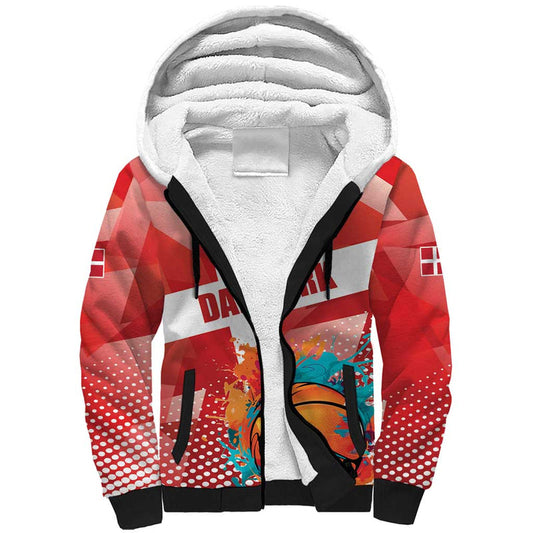 Custom Danmark Basketball Go Champions Sporty Style Sherpa Hoodie