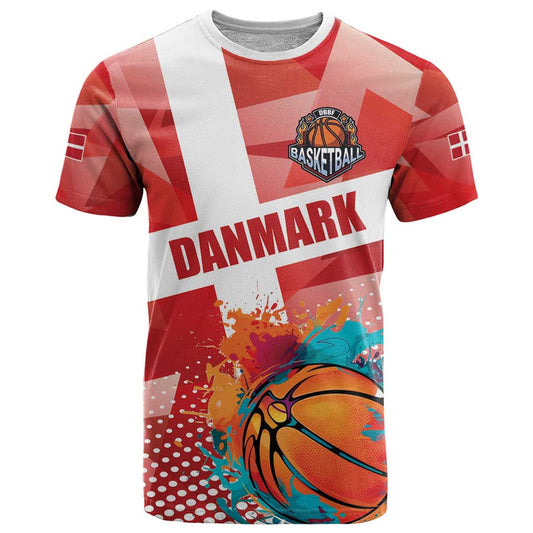 Custom Danmark Basketball Go Champions Sporty Style T Shirt