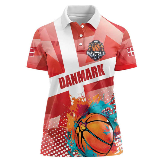 Custom Danmark Basketball Go Champions Sporty Style Women Polo Shirt