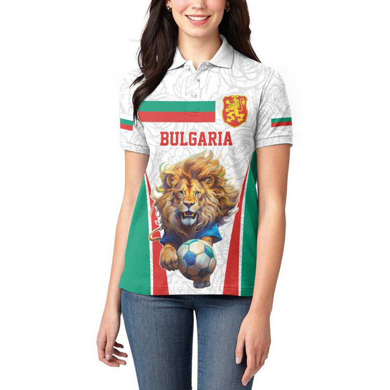 Custom Bulgaria Football We are Champions Sporty Style with Lion Mascot Women Polo Shirt