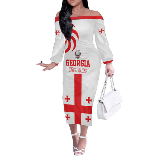 Custom Georgia Rugby We Are Champions Sporty Style With The Lelos Off The Shoulder Long Sleeve Dress