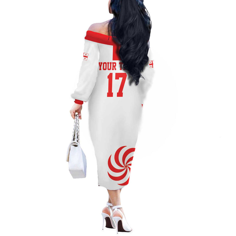 Custom Georgia Rugby We Are Champions Sporty Style With The Lelos Off The Shoulder Long Sleeve Dress