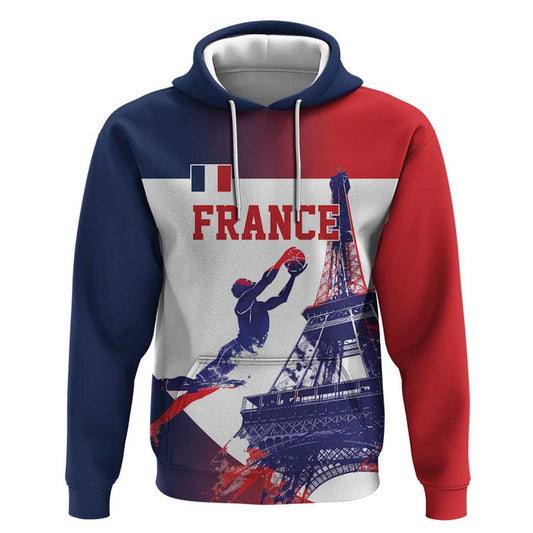 Custom France Basketball Eiffel Tower Sporty Style Hoodie