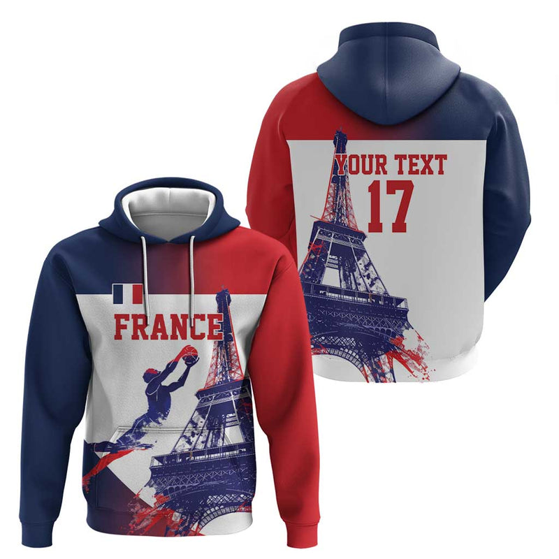 Custom France Basketball Eiffel Tower Sporty Style Hoodie