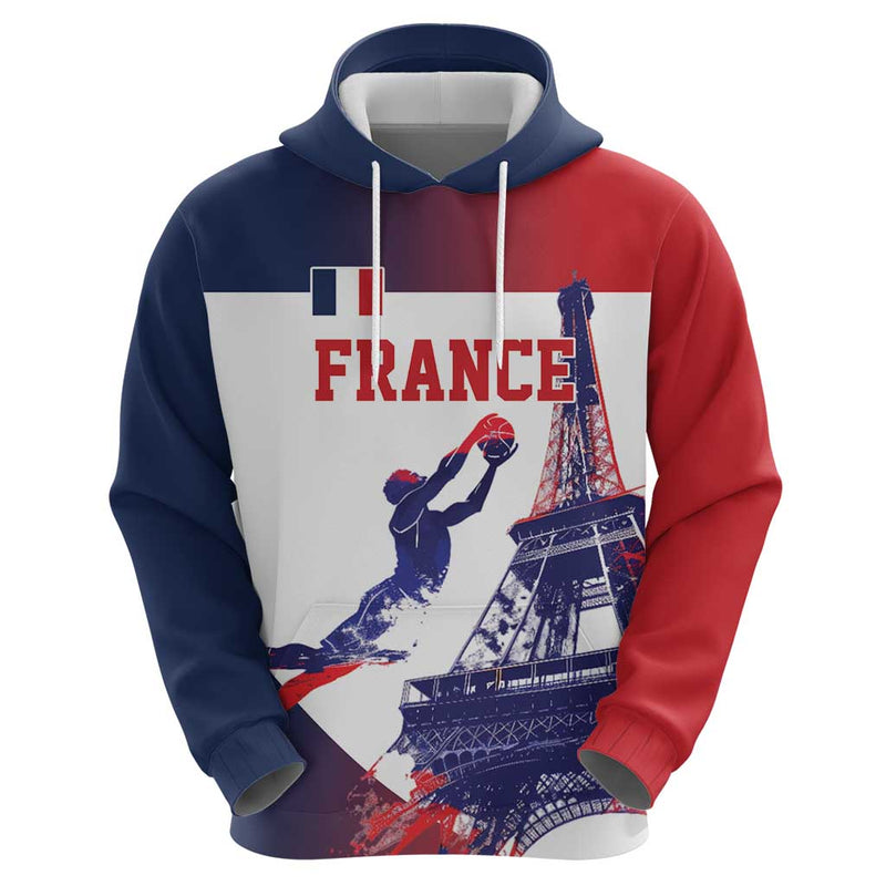 Custom France Basketball Eiffel Tower Sporty Style Hoodie